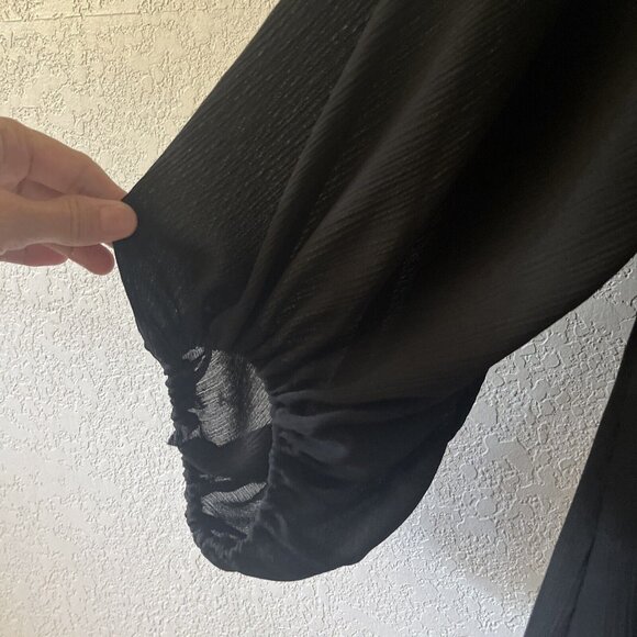 Tyche Black Balloon Sleeve V Neck Womens Blouse Sz S NWT whimseygoth - Picture 6 of 10